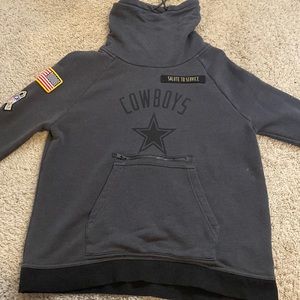 Salute to service Dallas Cowboy hoodie with long neck area hidden zipper pocket